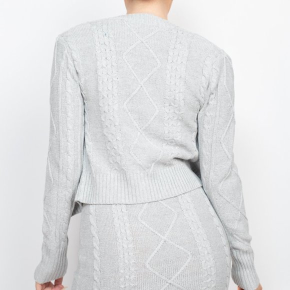 Heather Cable Two-Piece Top and Skirt Set - Picture 3 of 8